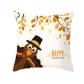 Detailed view of square Thanksgiving pillowcase with turkey and autumn leaves graphic - Turkey Happy Thanksgiving Style (DRD254-16) / 45x45 Square (No Insert)