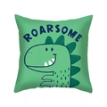 Grüner quadratischer Kissenbezug mit Cartoon-Dinosaurier und ROARSOME Schriftzug - Grüner Roarsome Stil (DRD322-14) / 45x45 cm