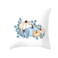 Detail of watercolor pumpkin and eucalyptus pattern on white square pillow cover - Watercolor Pumpkin Eucalyptus Style (DRD255-22)