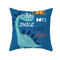 Dunkelblauer Kissenbezug mit Cartoon-Dinosaurier und Cool Boys Smile-Aufdruck - Dunkelblauer Cool Boys Smile Stil (DRD322-21) / 45x45 cm