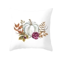 Detail view of watercolor white pumpkin and purple rose print on a white pillowcase - White Pumpkin Purple Roses Style (DRD255-28)