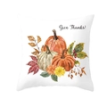 Detail of Give Thanks cushion cover with watercolor pumpkins and autumn harvest leaves - Give Thanks Art Letter Style (DRD255-29)