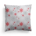 Fodera per cuscino natalizio grigio chiaro con motivi festivi di fiocchi rossi e bianchi - 45x45cm / Stampa Fiocco di Neve Minimalista Moderna (DRD310-7)