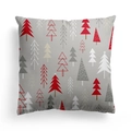 Federa per cuscino natalizio grigia con motivi artistici di alberi su sfondo bianco - 45x45cm / Base Grigia Alberi Geometrici Colorati (DRD310-9)