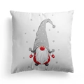 Federa per cuscino bianca quadrata con stampa gnomo nordico e stelle grigie - 45x45cm / Illustrazione Gnomo Di Natale Stile Nordico (DRD310-10)