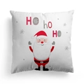 Federa natalizia con Babbo Natale cartoon e testo Ho ho ho su tessuto bianco - 45x45cm / Base Bianca Babbo Natale HoHoHo Cartone Animato (DRD310-16)