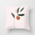 Nordic Morandi pillow cover with abstract plant art and orange geometric blocks - Standard Size Without Core / Abstract Botanical Geometric Style (CRD29-5)