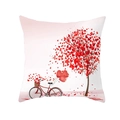 Quadratischer Valentinstag-Kissenbezug mit rotem Fahrrad und Herzbaum auf Leinwand - 45x45 cm / Romantisches Fahrrad Roter Baum (DRD316-2)