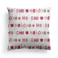 Federa per cuscino natalizio con stampa festiva HO HO HO e fiocchi su fondo bianco - 45x45cm / Base Bianca Font Artistico HoHoHo (DRD310-19)