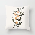 Nordic Morandi pillow cover with orange berries and green leaves art print - Standard Size Without Core / Orange Berry Botanical Style (CRD29-7)