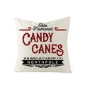 Détail de la housse de coussin en lin avec imprimé de Noël vintage Candy Canes - 45x45cm / Style Vintage Candy Canes (YMD202-6)