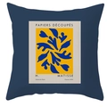 Matisse art style cushion cover with blue cut-out shapes on a navy background - Matisse Papiers Découpés Dark Blue (DRD195-8) / 45x45