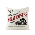 Vue détaillée de la housse de coussin de Noël en coton avec motif Polar Express - 45x45cm / Style Billet Polar Express (YMD202-8)