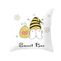 Weißer Kissenbezug mit Sonnenblumen Biene Gnom und Sweet Bee Aufdruck aus Canvas - Gnom Imker Stil (DRD236-8)