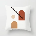 Minimalist Nordic pillow cover featuring abstract geometric shapes and arches in earthy tones - Standard Size Without Core / Abstract Archway Geometric Style (CRD29-10)