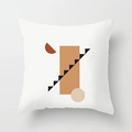 Modern Morandi artistic square cushion cover with geometric pattern on white fabric - Standard Size Without Core / Earth Tone Stair Geometric Style (CRD29-11)