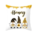 Quadratischer Kissenbezug mit Bienen-Gnom und Sonnenblume mit gelbem Honig-Motiv - Drei Gnome Honig Thema (DRD236-11)
