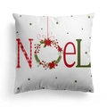Federa natalizia bianca con scritta Noel e ghirlanda festiva di bacche rosse - 45x45cm / Stile Lettere Corona Di Natale Noel (DRD310-25)