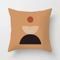 Terracotta Nordic pillow cover with geometric bohemian sun and rainbow pattern - Standard Size Without Core / Pop Art Stacked Geometric Style (CRD29-12)