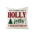 Housse de coussin de Noël avec texte Holly Jolly et motifs de sapins festifs - 45x45cm / Style Sapin de Noël Holly Jolly (YMD202-15)