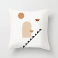 Nordic minimalist square pillowcase featuring orange and brown geometric art patterns - Standard Size Without Core / Abstract Archway Stair Style (CRD29-13)