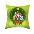 Dettaglio copricuscino natalizio con base verde, candele, ghirlanda e campane decor - Stile Candela Ghirlanda Verde (DRD257-1)