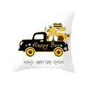 Quadratischer weißer Bienen-Gnom Kissenbezug mit schwarzem LKW und Sonnenblumen-Motiv - Gnom LKW Design (DRD236-14)
