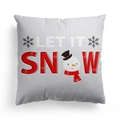Federa per cuscino natalizio con pupazzo di neve e scritta Let It Snow in rosso e bianco - 45x45cm / Testo Artistico Let It Snow Pupazzo Di Neve (DRD310-27)