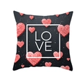 Schwarzer Kissenbezug mit roten Glitzerherzen und LOVE-Schriftzug für Valentinstag - 45x45 cm / LOVE Glitzer Schwarz Rotes Herz (DRD316-11)