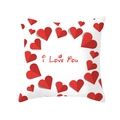 Quadratischer weißer Kissenbezug mit rotem Origami Herzring und I Love You Text - 45x45 cm / I Love You Origami Herz Kreis (DRD316-12)