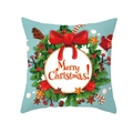 Dettaglio della federa natalizia azzurra con ghirlanda festiva e scritta Merry Christmas - Stile Guanto Ghirlanda Blu Chiaro (DRD257-4)