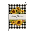 Garden flag with plaid sunflower design and Sun flower text on black metal hanger - Sunflower Checkered Style (QZ002-1)