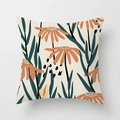 Nordic Morandi pillow cover with abstract floral art in brick red and forest green - Standard Size Without Core / Nordic Minimalist Abstract Floral Style (CRD29-19)