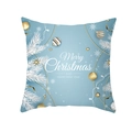 Detail of light blue Christmas pillowcase with gold ornaments and pine branch patterns - Light Blue Pine Branch Geometric Ball Style (DRD257-10)
