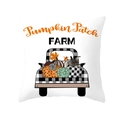 Kissenbezug mit schwarz-weißem Truck und Kürbissen sowie Pumpkin Patch Farm Aufdruck - 45x45 cm / Farm Kürbis LKW (DRD260-4)