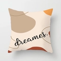 Boho Nordic square cushion cover with abstract geometric shapes and dreames text - Standard Size Without Core / Bohemian Art Text Style (CRD29-20)