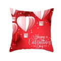 Quadratischer roter Valentinstag-Kissenbezug mit 3D Herz-Heißluftballons und Text - 45x45 cm / 3D Papierschnitt Herzballon (DRD316-18)