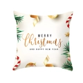 Detail of Christmas pillowcase with Merry Christmas text and festive holiday ornaments - White Pine Needle Candy Cane Style (DRD257-13)
