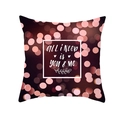Quadratischer Valentinstag Kissenbezug mit rosa Bokeh Muster und Liebeszitat - 45x45 cm / All I Need Is You & Me (DRD316-19)