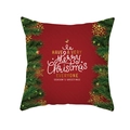 Detail of red Christmas pillowcase with gold stars and seasonal greeting printed on fabric - Pure Red Golden Snowflake Greetings Style (DRD257-17)