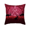 Detail of red Christmas pillowcase with black elk silhouette and festive tree pattern - Red Black Elk Silhouette Style (DRD257-18)