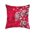 Macro detail of red Christmas pillowcase featuring festive baubles and snowflake motifs - Red Three Snowflake Ball Style (DRD257-20)