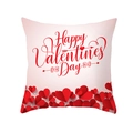 Quadratischer Kissenbezug mit rotem Happy Valentine's Day Text und Herz-Motiven - 45x45 cm / Gradient Boden Gestapelte Herzen (DRD316-22)