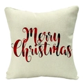 Christmas plaid linen pillow cover with red and black Merry Christmas graphic - 45x45cm / Beige Red Black Plaid Merry (YMD53-6)