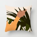 Morandi Nordic pillow cover featuring minimalist hand and green leaf artistic pattern - Standard Size Without Core / Minimalist Plant Interaction Style (CRD29-27)