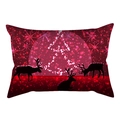 Christmas lumbar pillow cover with reindeer and snowflake patterns on red background - 30x50cm / Red Background Reindeer Silhouette Style (DRD258-4)