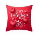 Roter Valentinstag-Kissenbezug mit Herzen, Geschenkbox und Happy Valentine's Day Text - 45x45 cm / 3D Herzen Geschenkbox (DRD316-24)
