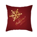 Detail of red Christmas pillowcase with gold glitter snowflake and festive greetings - Dark Red Golden Glitter Snowflake Greetings Style (DRD257-25)
