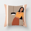 Nordic Morandi pillow cover featuring an artistic abstract woman portrait print - Standard Size Without Core / Modern Female Indoor Scene Style (CRD29-28)