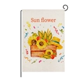 Tuinvlag van jutelinnen met zonnebloem- en strohoedprint inclusief metalen hanger - Oogst Krat Zonnebloem Stijl (QZ002-10)